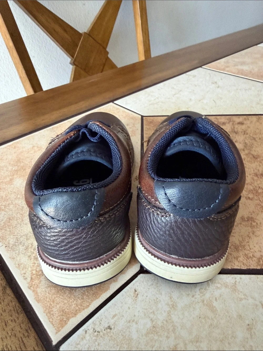 Mix No. 6 Brown Kids Dress Shoes with Navy Laces